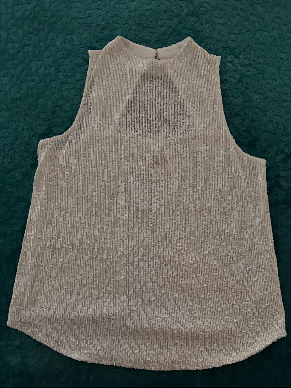 Women’s River Island Sleeveless All-over White Sequin Tank Top US 10, UK 14